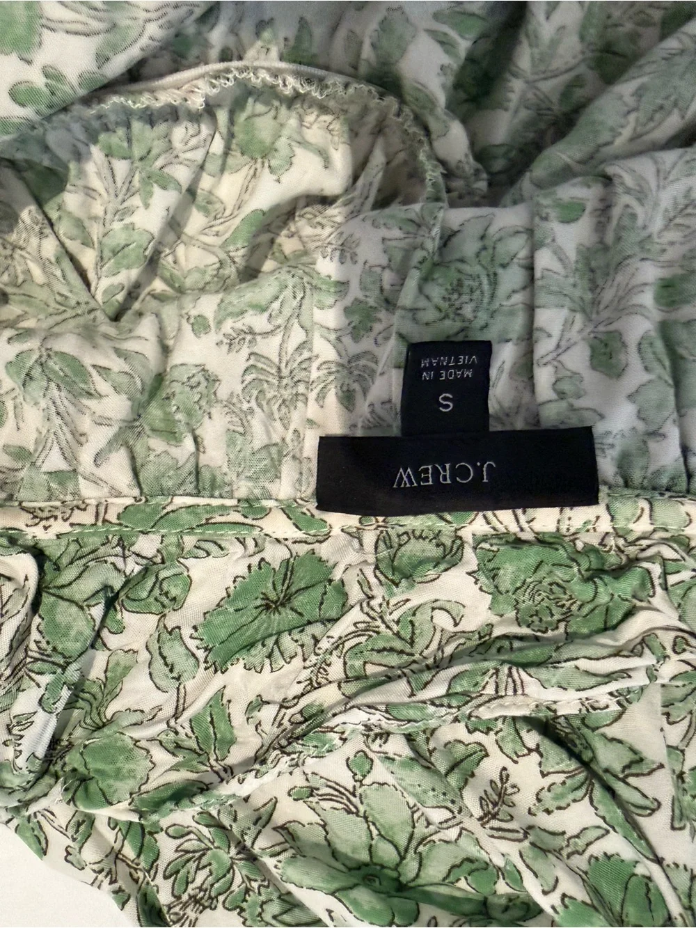 J. Crew Green Floral Tiered Spaghetti-Strap Maxi Dress